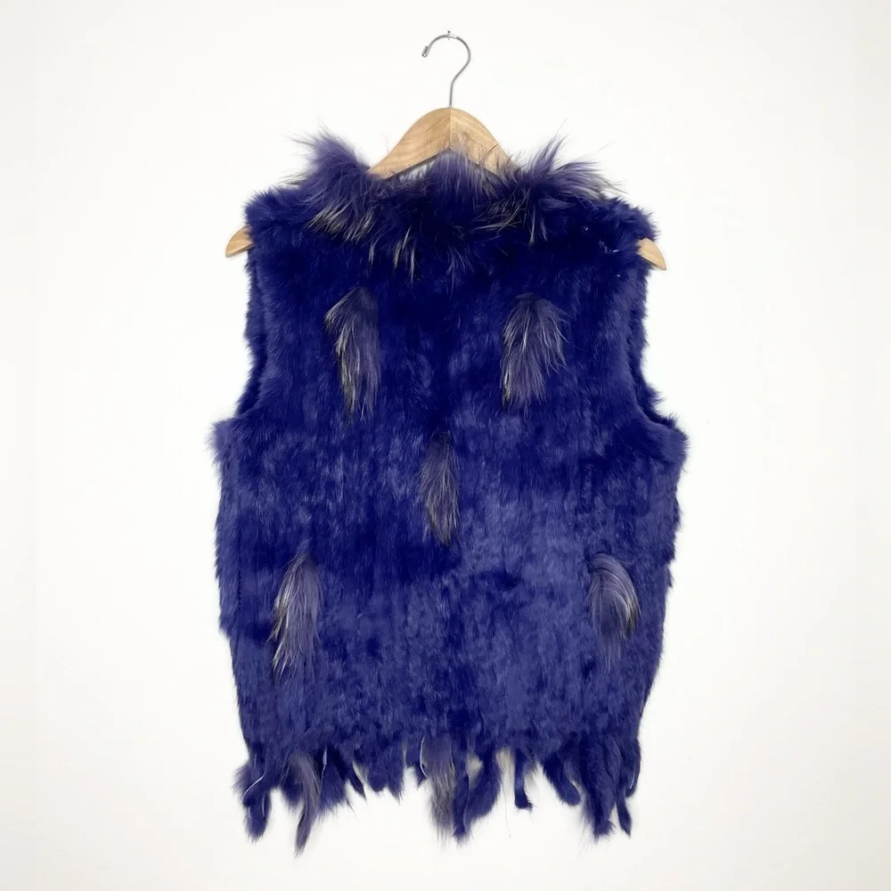 UNBRANDED purple mauve rabbit fur vest M - Picture 2 of 4